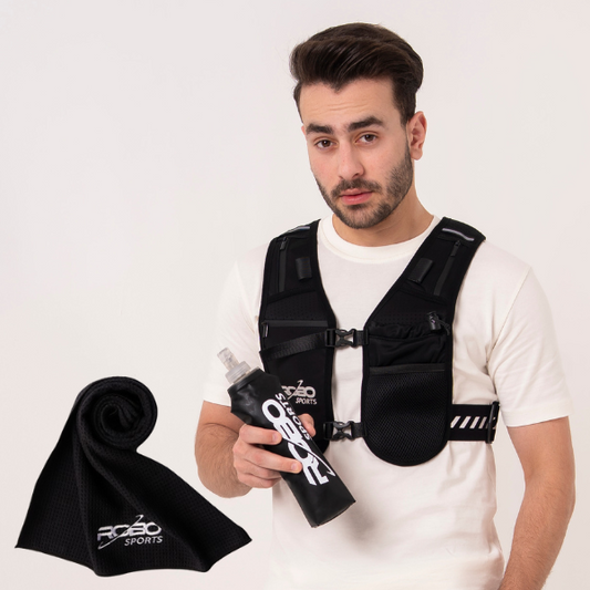 Running Vest with Water Bottle and Towel - Adjustable Unisex Reflective Vest with Phone Holder and Storage