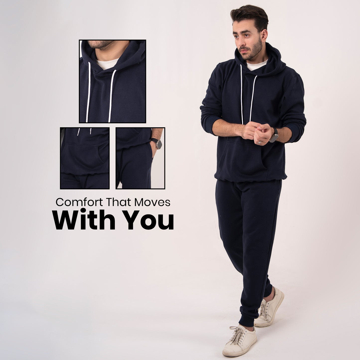 Mens Tracksuit Set Cotton Polyester Fleece Hoodie Joggers Casual Gym Loungewear