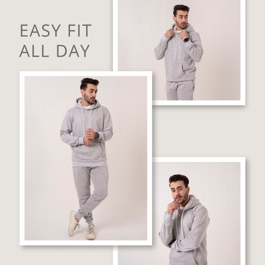 Mens Tracksuit Set Cotton Polyester Fleece Hoodie Joggers Casual Gym Loungewear