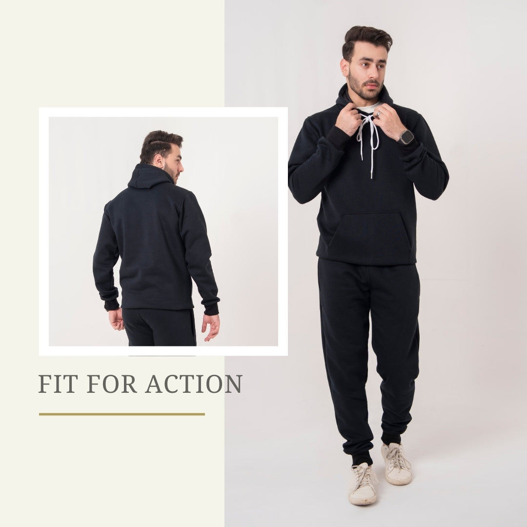 Mens Tracksuit Set Cotton Polyester Fleece Hoodie Joggers Casual Gym Loungewear