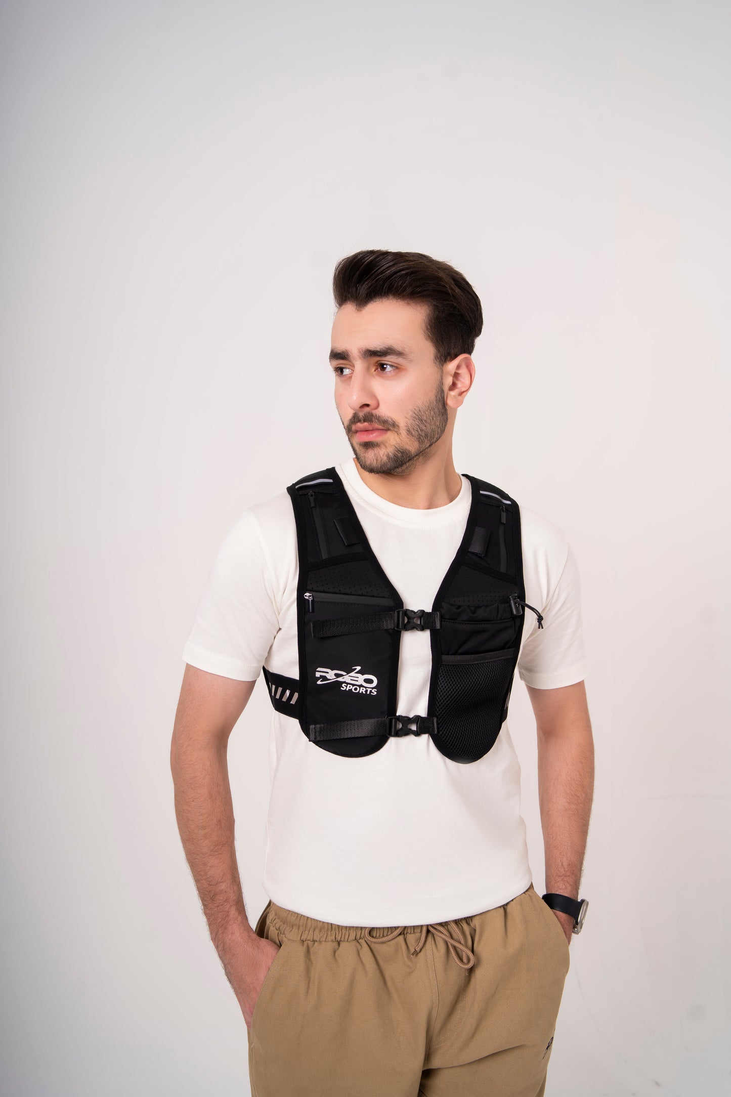 Running Vest with Water Bottle and Towel - Adjustable Unisex Reflective Vest with Phone Holder and Storage